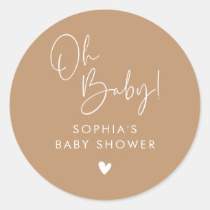Brown Oh Baby Modern Boho Baby Shower Runt Klistermärke