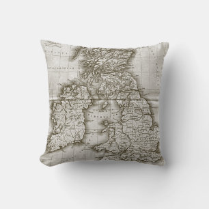 Brown Old World Antique Karta Pillow Kudde