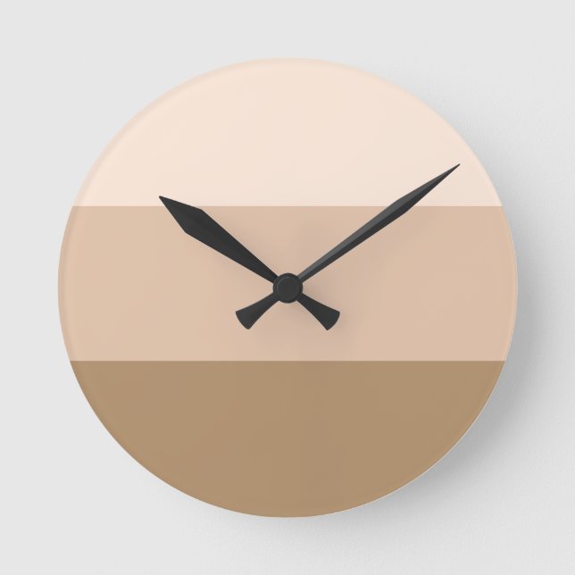Brown Ombre Stripe Rund Klocka (Framsida)