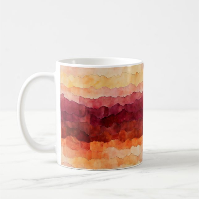 Brown Orange Abstrakt Mönster Kaffemugg (Vänster)