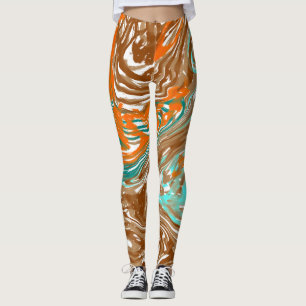 Brown, Orange, Boho Färg Abstrakt Leggings