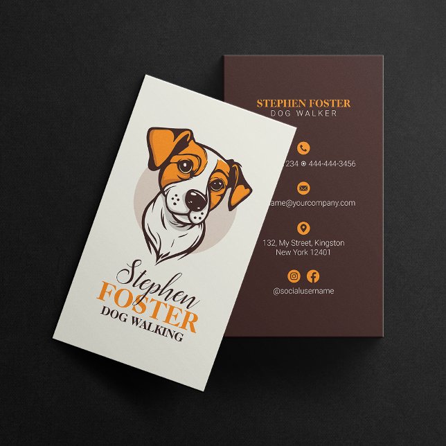 Brown Orange Hund Walking Pet Sitter Animal Care Visitkort (Skapare uppladdad)
