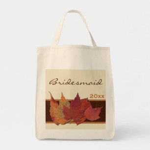 Brown Orange Ivory Dried Löv Bridesmaid Tote Tygkasse