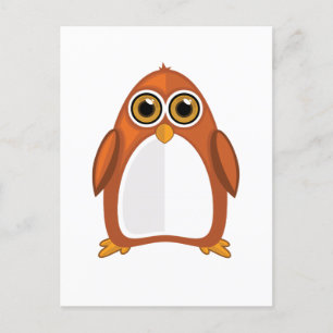 Brown Orange Penguin Vykort
