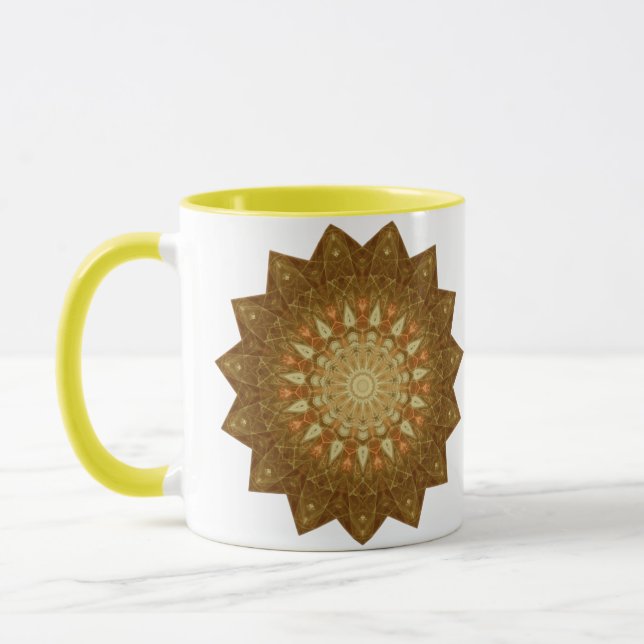 Brown Orange Star Mandala Mugg (Vänster)