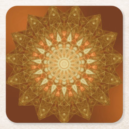 Brown Orange Star Mandala Underlägg Papper Kvadrat