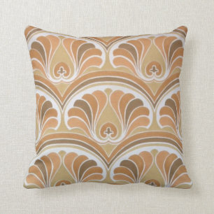 Brown Orange Vintage Blommigt Tapet Kudde