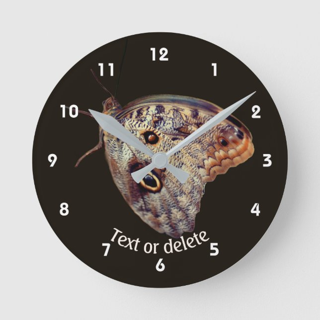 Brown Owl Butterfly Nature Personalized   Rund Klocka (Framsida)