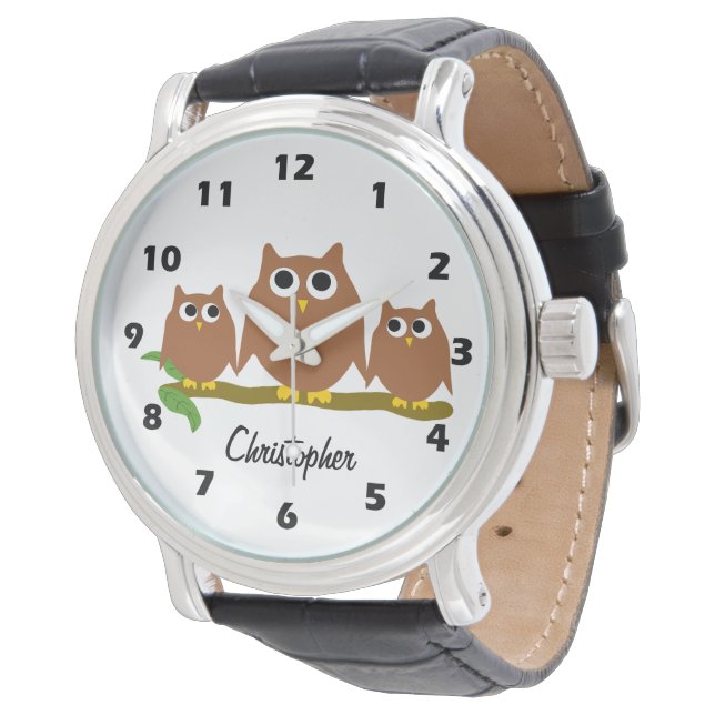 Brown Owl Design Personalised Armbandsur (Vinklad)
