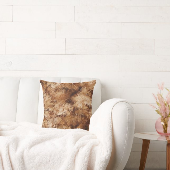 Brown Päls Abstrakt Kudde (Soffa)