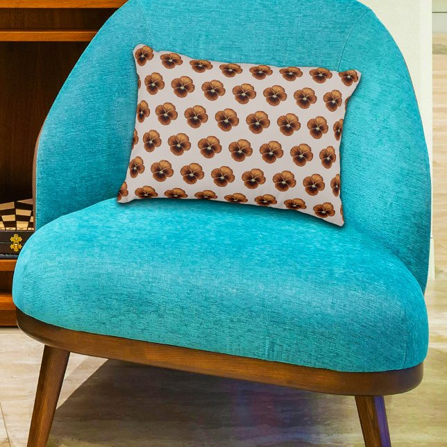 Brown Pansy Flower Seamless Mönster på Prydnadskudde (Brown Pansy flower seamless pattern on accent pillow)