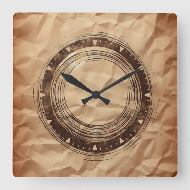 brown paper circle spot fyrkantig klocka (Framsida)