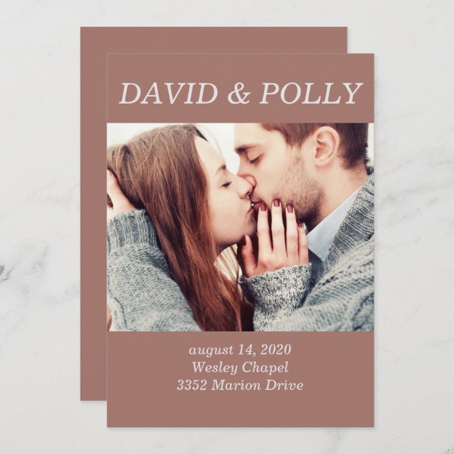 Brown par Photo Inbjudningar (Fram/baksida)