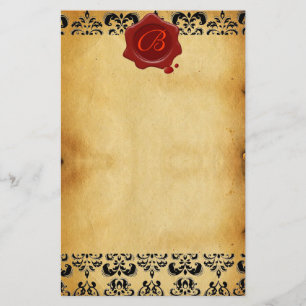 BROWN PARCHASK, RED VAX SEAL MONOGRAM BREVPAPPER