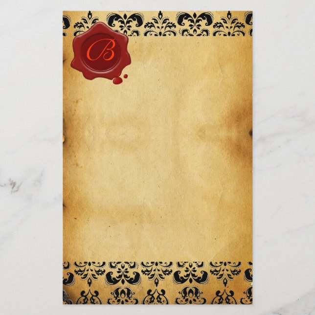 BROWN PARCHASK, RED VAX SEAL MONOGRAM BREVPAPPER (Framsida)
