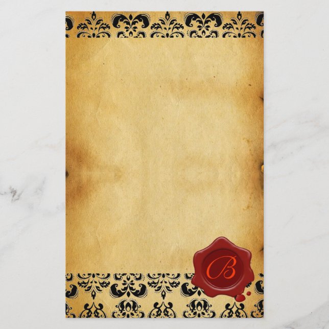 BROWN PARCHASK, RED VAX SEAL MONOGRAM BREVPAPPER (Framsida)
