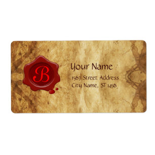 BROWN PARCHMENT OCH RED VAX SEAL MONOGRAM FRAKTSEDEL