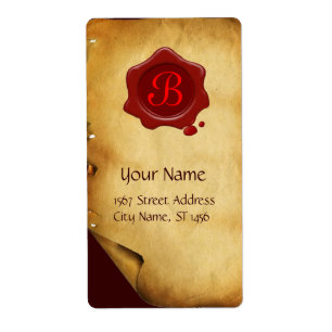 BROWN PARCHMENT , RED VAX SEAL MONOGRAM FRAKTSEDEL