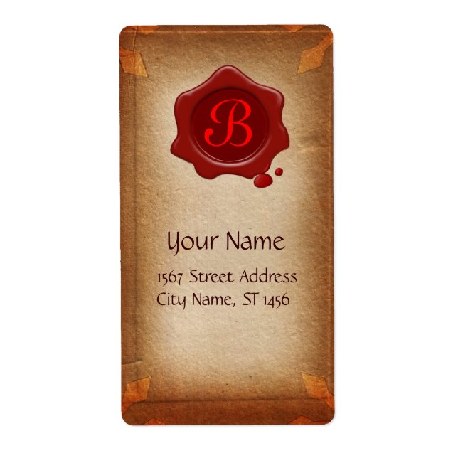 BROWN PARCHMENT , RED VAX SEAL MONOGRAM FRAKTSEDEL (Framsidan)