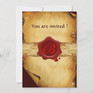 BROWN PARCHMENT,RED VAX SEAL MONOGRAM INBJUDNINGAR