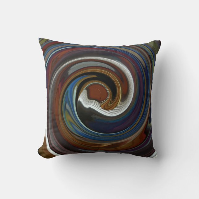 Brown Patchwork Swirl Dekorativ kudde (Framsida)