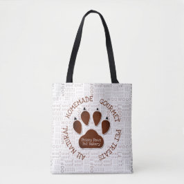 Brown Paw Print och Woof Ord Business Namn Tygkasse