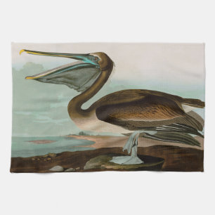 Brown Pelican Birds of America Audubon Print Kökshandduk