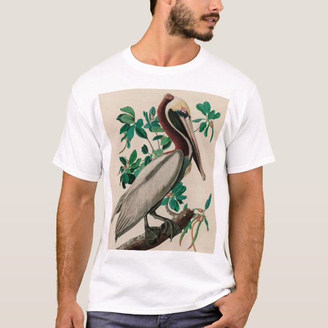 Brown Pelican Birds of America Audubon Print T Shirt (Framsida)
