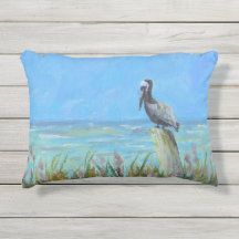 Brown Pelican på en Piling Coastal Art