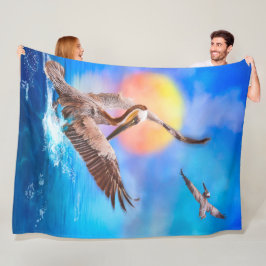 Brown Pelicans SOL KISSED ISLAND #1 Fleece Blanket