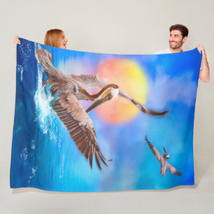 Brown Pelicans SOL KISSED ISLAND #1 Fleece Blanket