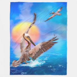 Brown Pelicans SOL KISSED ISLAND #1 Fleece Blanket