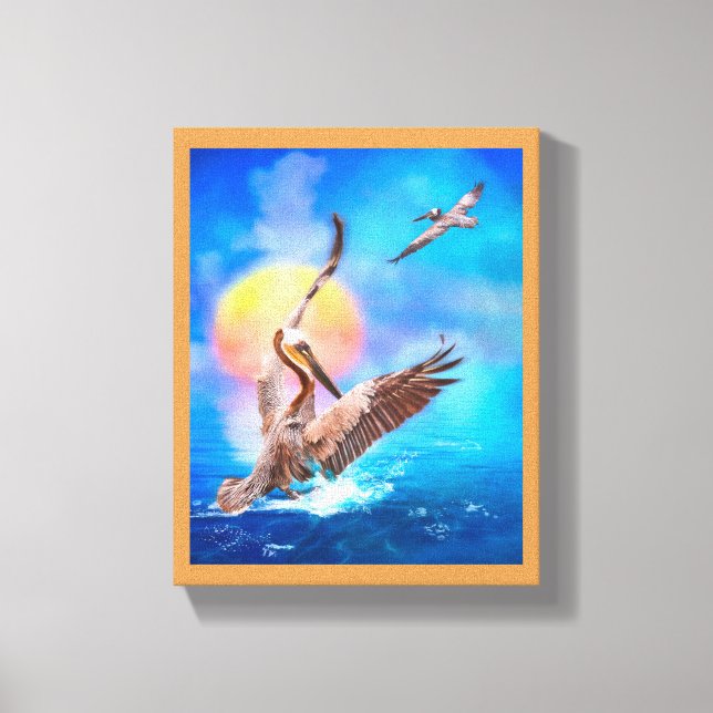 Brown Pelicans SOL KISSED ISLAND Canvastryck (Framsida)