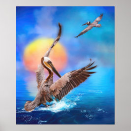 Brown Pelicans "SOL KISSED PELICANS" Poster