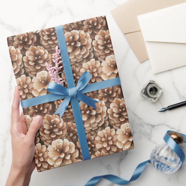 Brown Pine Cones Birthday Presentpapper (Gifting)