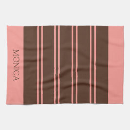  Brown Pink Stripes Script Name Kitchen Towels Kökshandduk