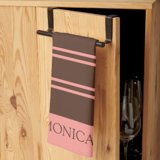  Brown Pink Stripes Script Name Kitchen Towels Kökshandduk