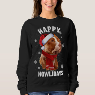 Brown Pitbull Tittar upp Hund jultomten Hat T Shirt