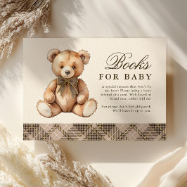 Brown Plaid Bear Baby Shower Books For Baby Tilläggskort