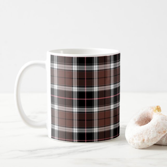 Brown Plaid Kaffemugg (Med munk)