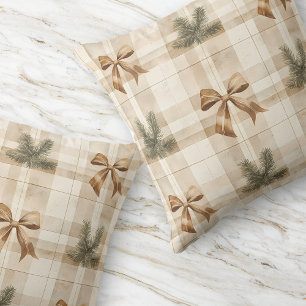 Brown Play Bow Rustic Modern Grönt Farmhouse Kudde