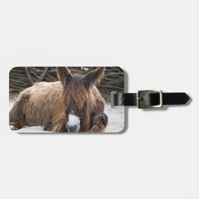 Brown Poitou Donkey Bagagebricka (Horisontell Framsida)