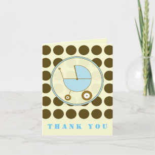 Brown Polka Dot/Blue Baby Carriage Tack Kort