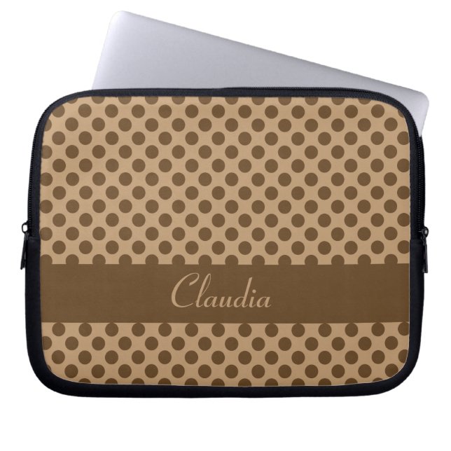 Brown Polka Dot Laptop Sleeve (Framsidan)
