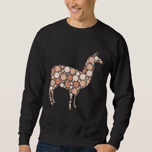 Brown Polka Dot Llama Internationell Dot Day Dot D Lång Ärmad Tröja (Framsida)