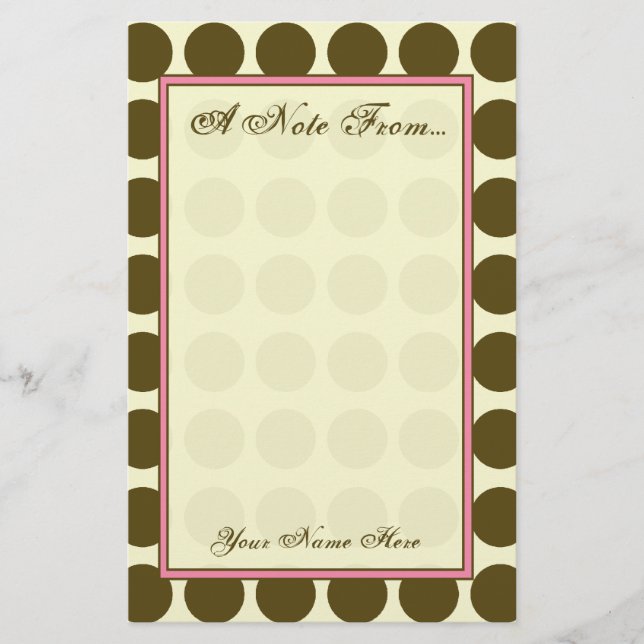 Brown Polka Dot Mode Stationery Brevpapper (Framsida)