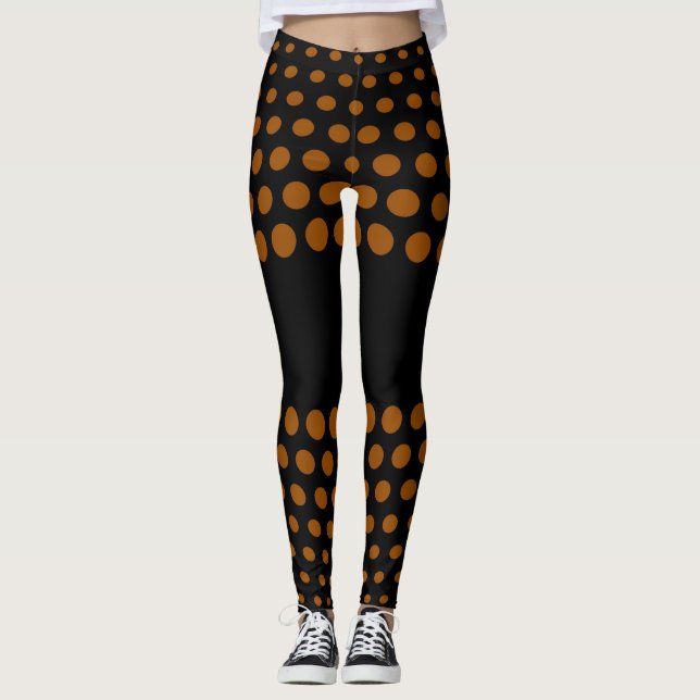 Brown Polka Dot Mönster Leggings (Framsida)