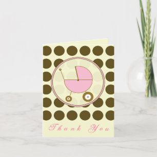 Brown Polka Dot/Rosa Baby Carriage Tack Kort