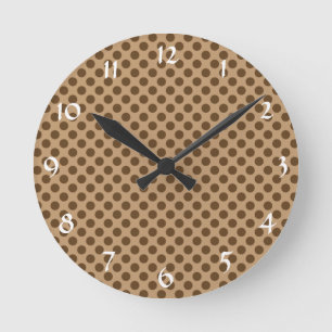 Brown Polka Dot Rund Klocka