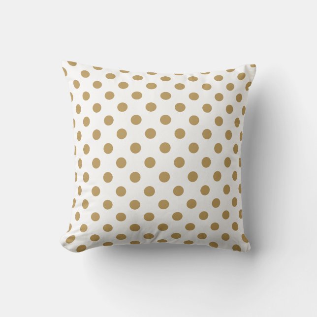 Brown Polka dots Mönster mot vit bakgrund Kudde (Framsida)